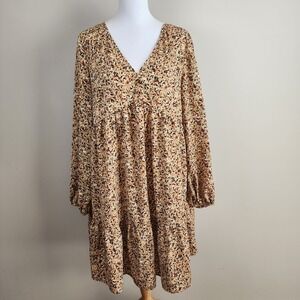 Shein Dress Womens Large Floral Tiered Cottagecore Prairie Earthy‎ Oversize Farm